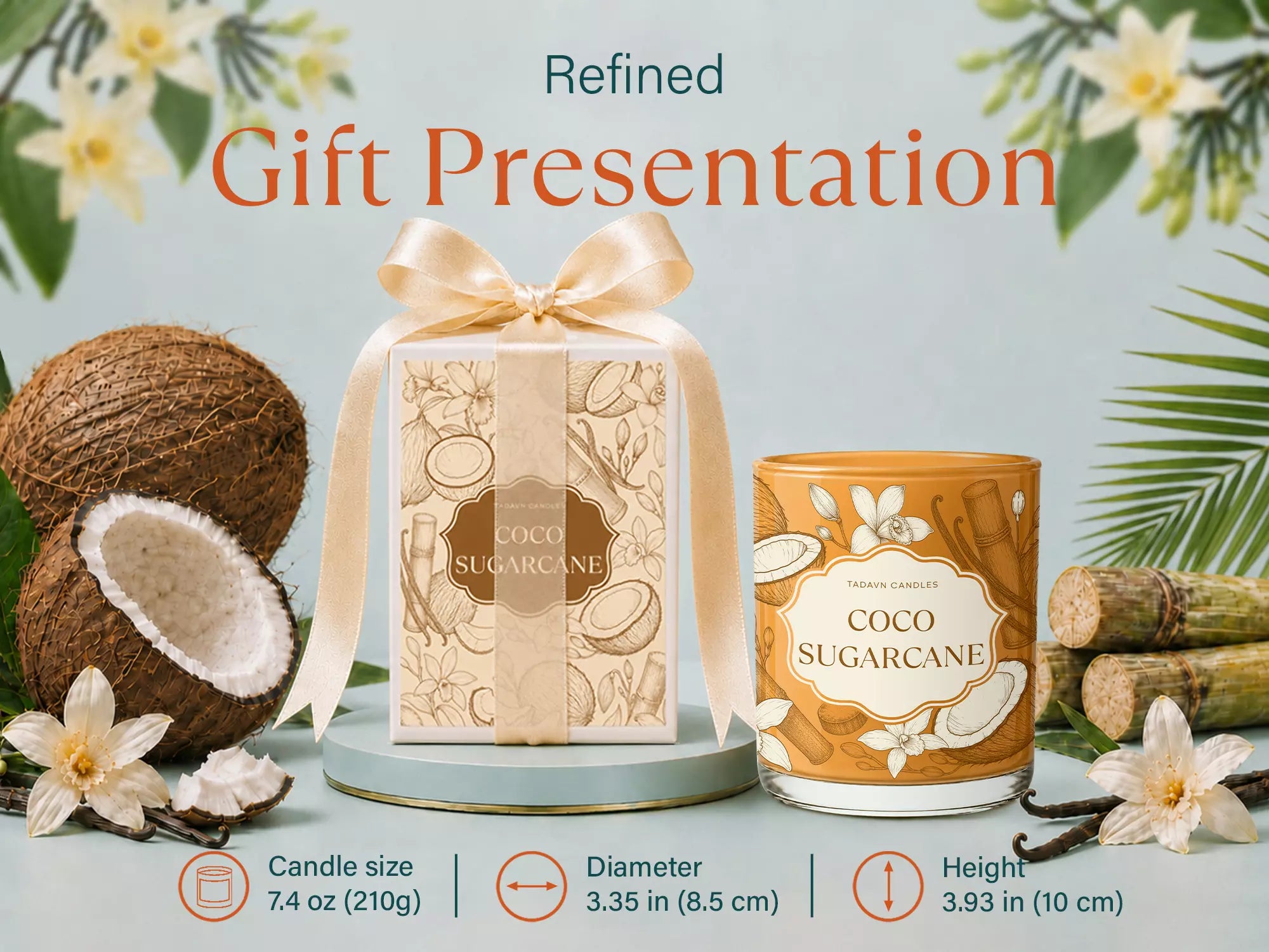 Coco Sugarcane Candle for Warmer Lamp – Wickless Scented Candle with Coconut, Sugarcane & Vanilla Fragrance for Home Décor