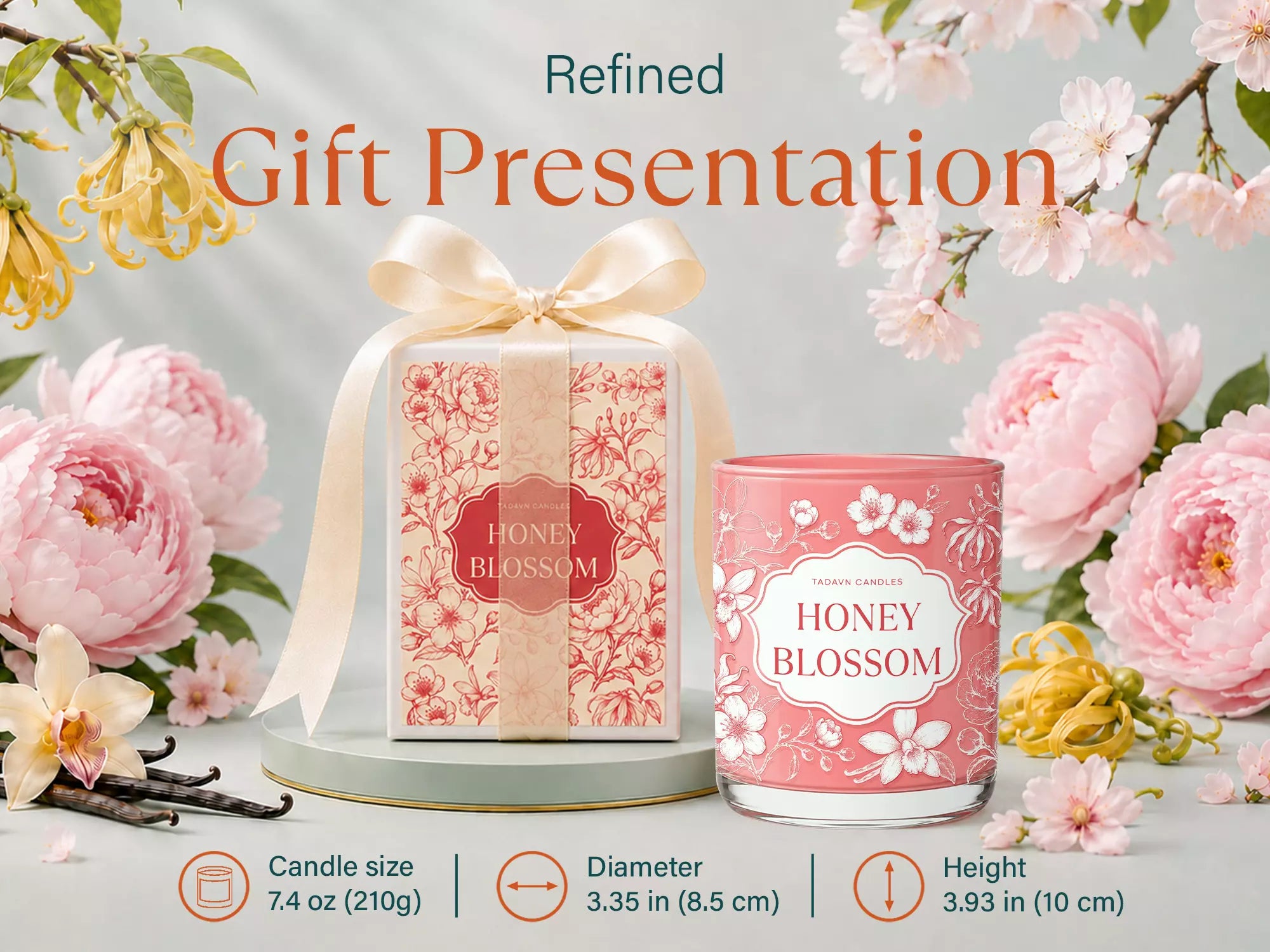 Honey Blossom Candle for Warmer Lamp – Wickless Scented Candle with Peony, Ylang Ylang & Vanilla Fragrance