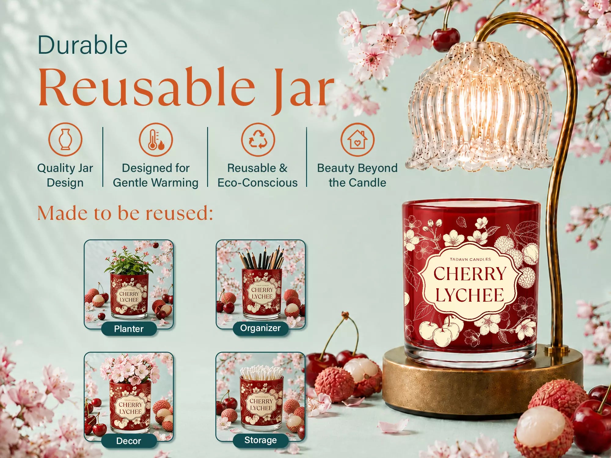 Cherry Lychee Candle for Warmer Lamp – Wickless Scented Candle with Fruity Floral Fragrance for Bedroom, Living Room & Home Décor