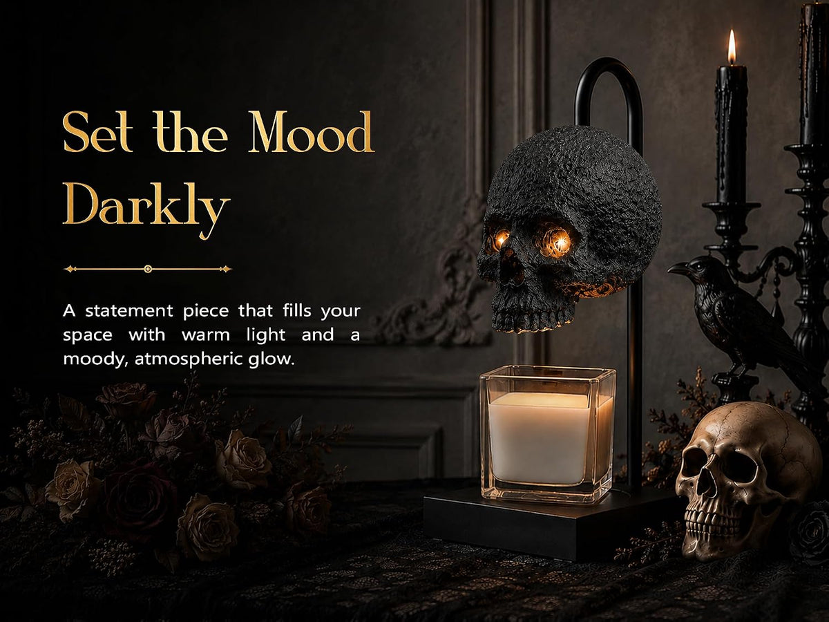 🔥 Best Seller 50% OFF 🔥Skull Candle Warmer Lamp, Halloween Candle Warmer Lamp with Timer & Dimmer
